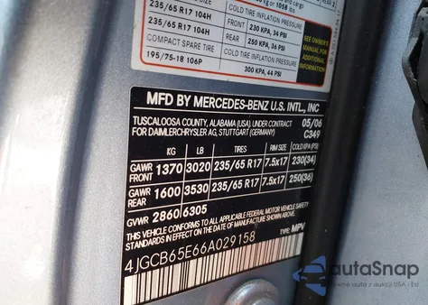 2006 Mercedes-Benz R 350 4Matic z USA, uszkodzony, nr VIN 4JGCB65E66A029158